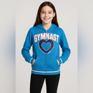 Justice Gymnast Zip Up Hoodie Active Sweatshirt 16 XL